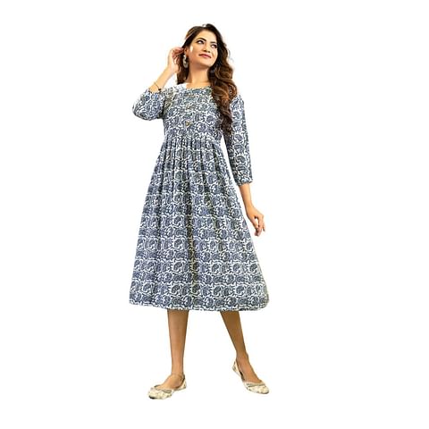 Authenzaa Women Kurti LPKT022 Grey White 
