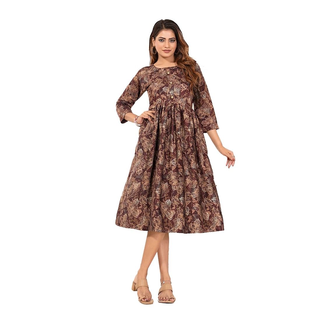Authenzaa Women Kurti LPKT020 Brown 