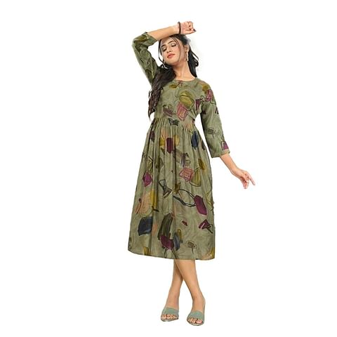 Authenzaa Women Kurti LPKT015 Green 