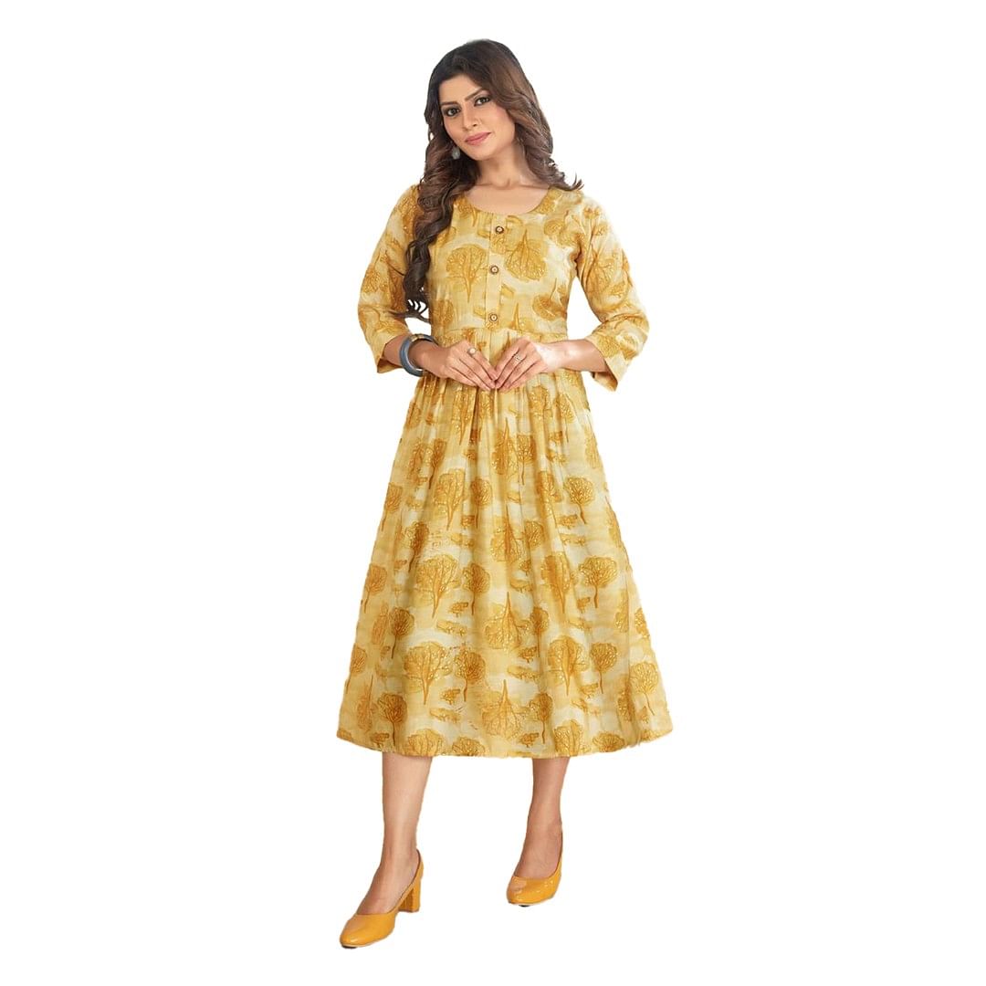 Authenzaa Women Kurti LPKT013 Yellow 