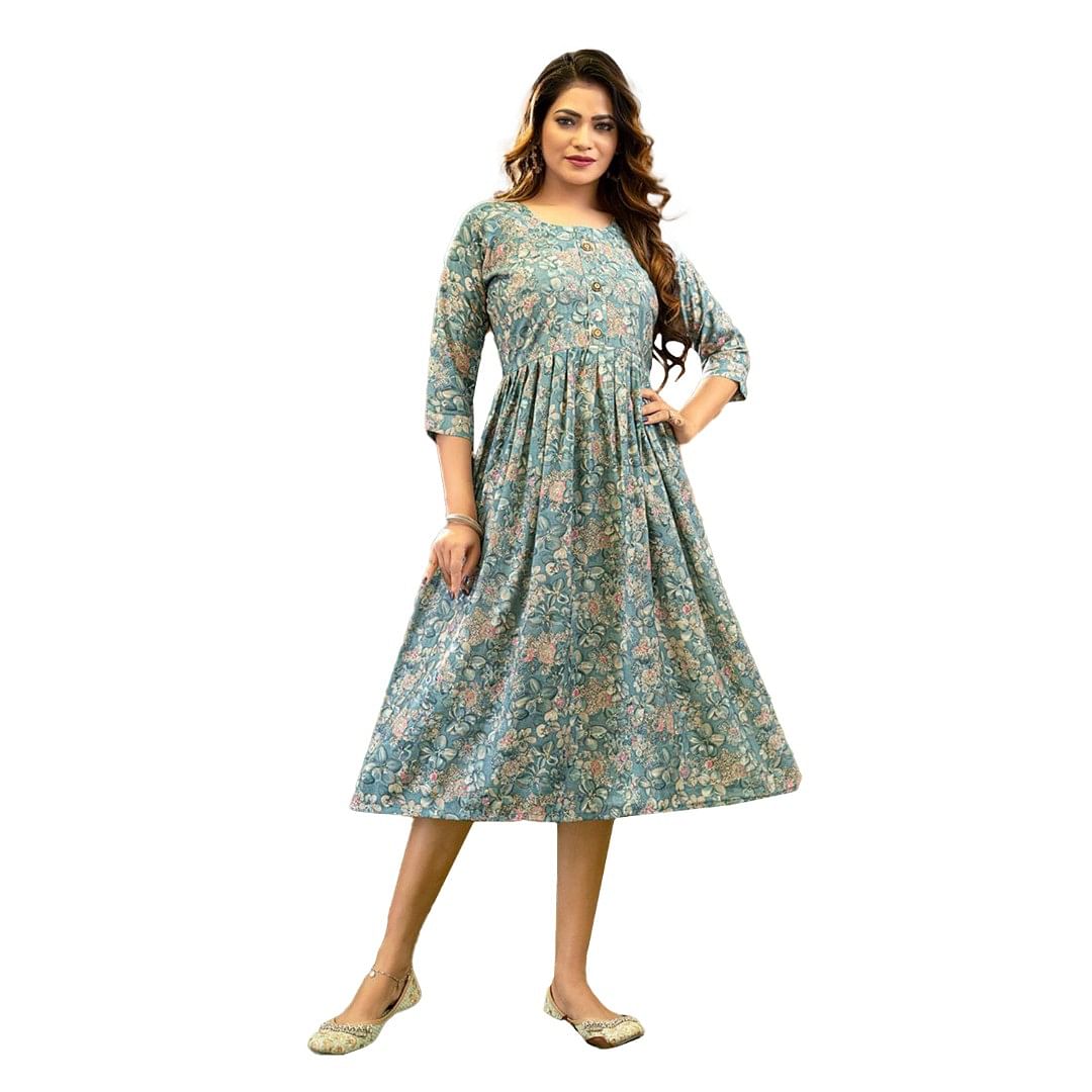 Authenzaa Women Kurti LPKT012 Sea Green 