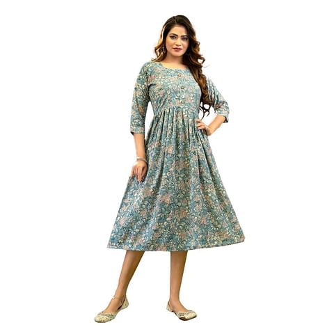 Authenzaa Women Kurti LPKT012 Sea Green 