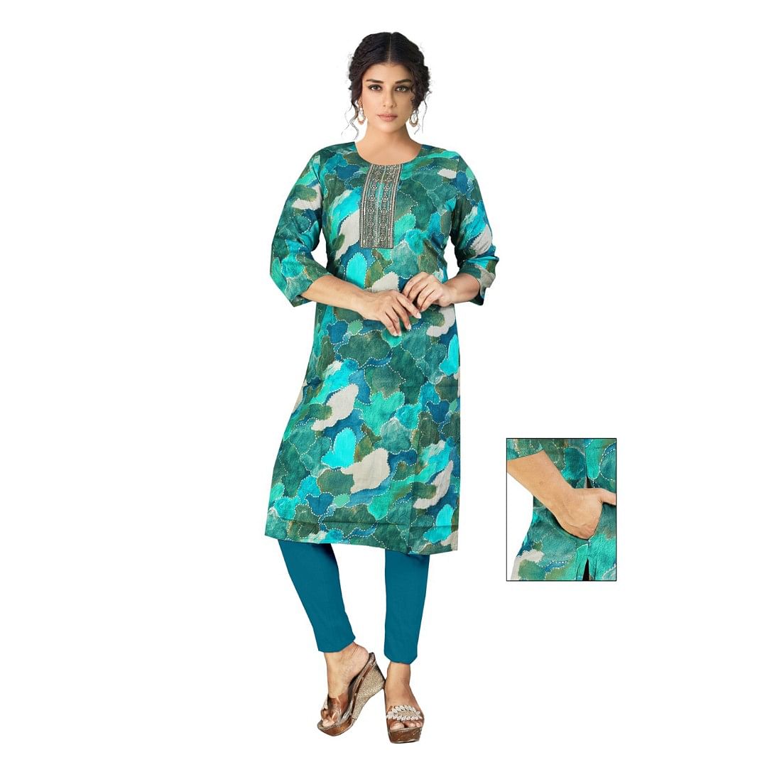 Authenzaa Women Kurti ATKT053 Green 