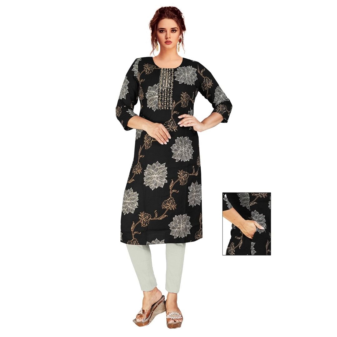 Authenzaa Women Kurti ATKT055 Black 