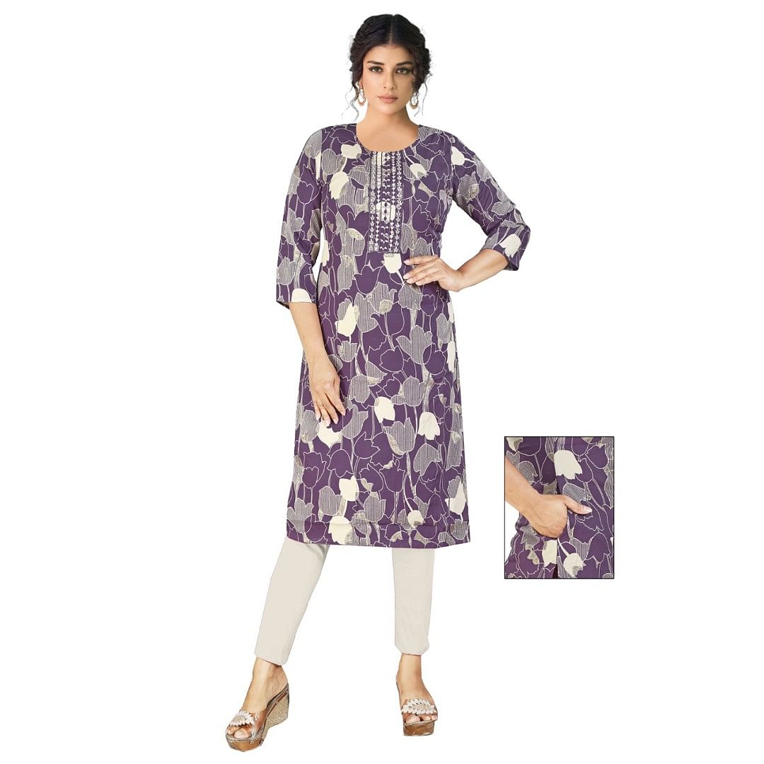 Authenzaa Women Kurti ATKT056 Lavender 