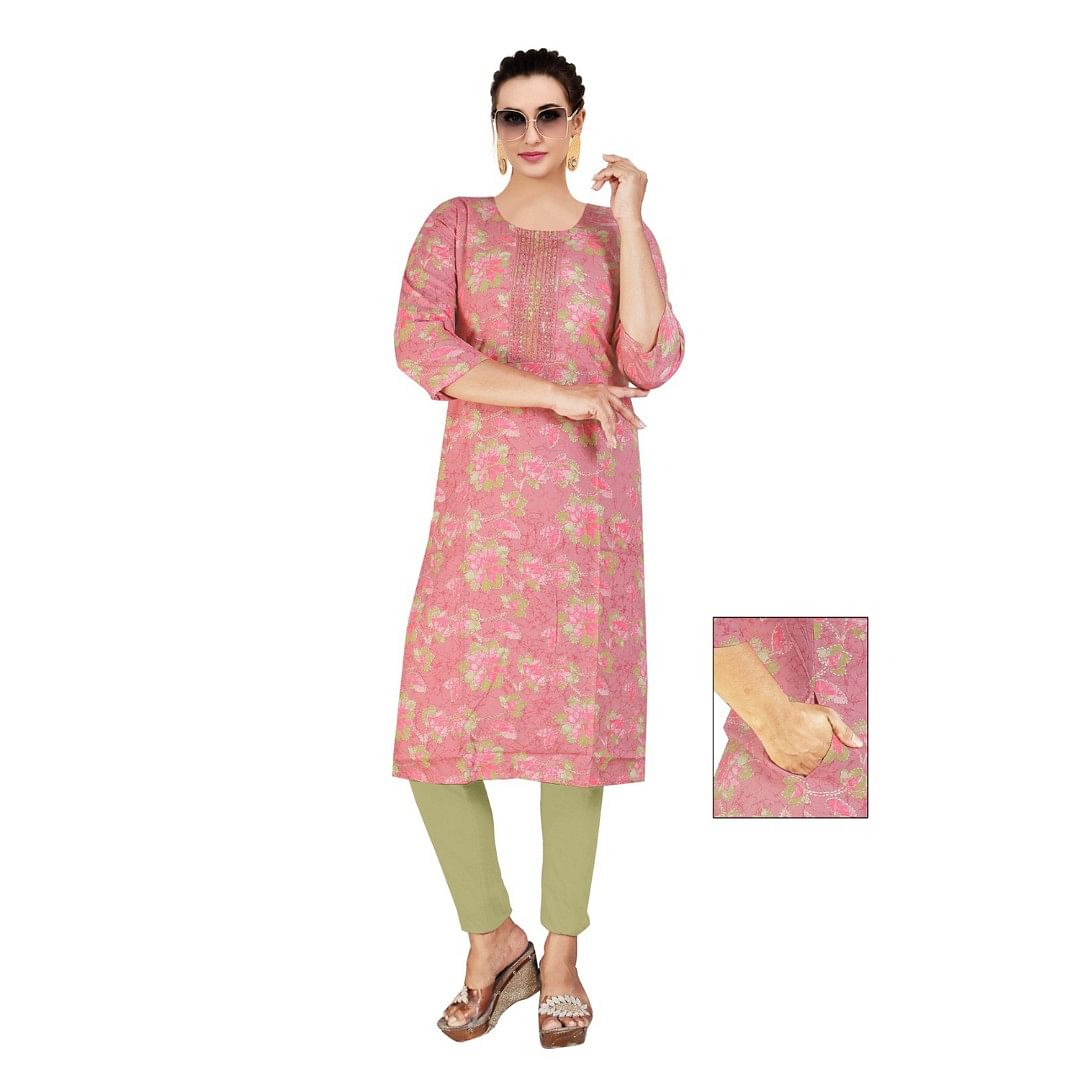 Authenzaa Women Kurti ATKT057 Pink 
