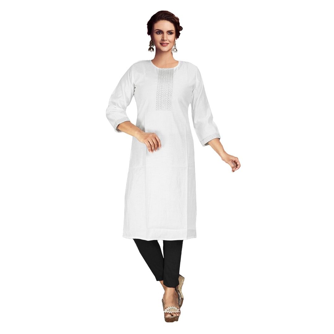 Authenzaa Women Kurti ATKT059 White 