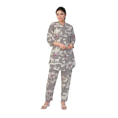 Authenzaa Women 2 Pcs Kurti Set ATKS024 Grey 