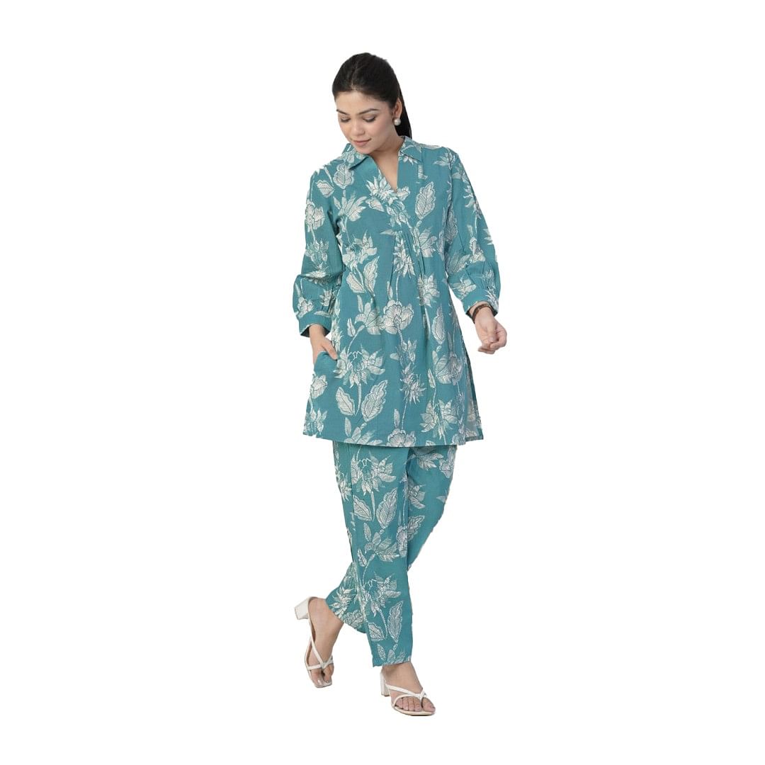 Authenzaa Women 2 Pcs Kurti Set ATKS026 Rama 