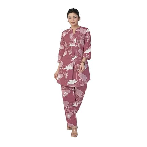 Authenzaa Women 2 Pcs Kurti Set ATKS027 Dusty Carrot 