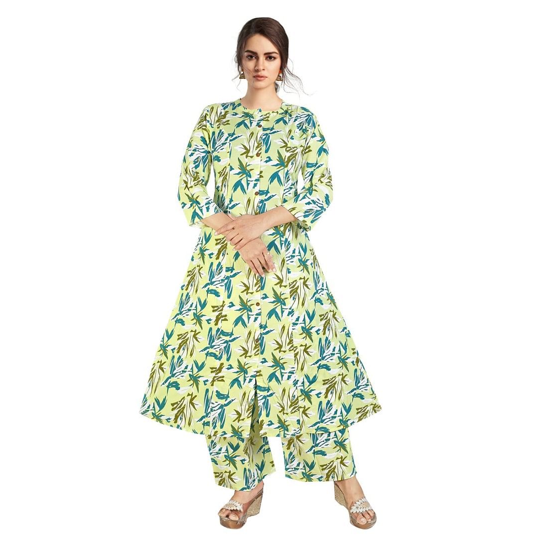 Authenzaa Women 2 Pcs Kurti Set ATKS040 Multi 