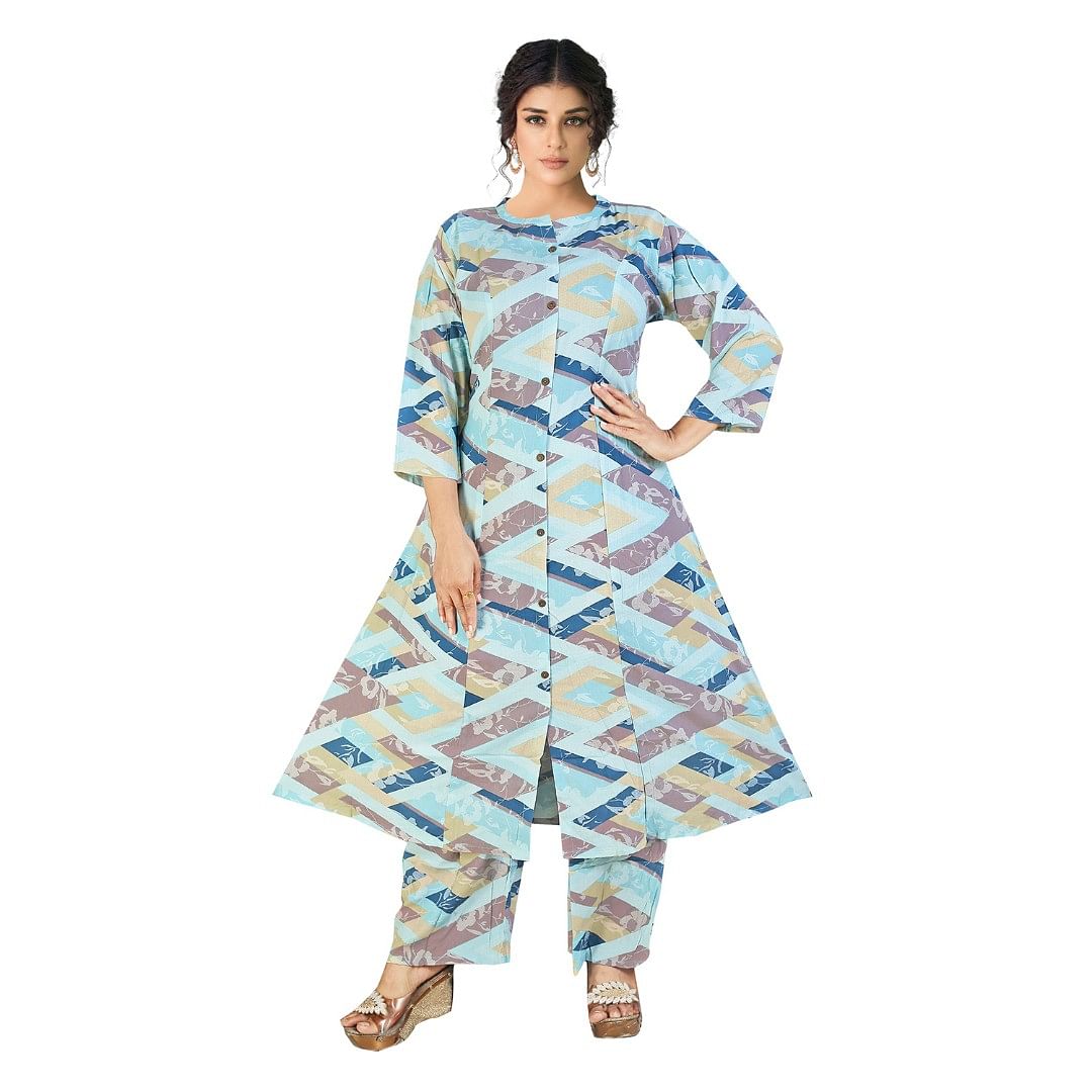 Authenzaa Women 2 Pcs Kurti Set ATKS041 Multi 