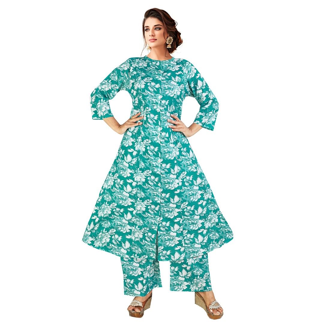 Authenzaa Women 2 Pcs Kurti Set ATKS042 Rama 