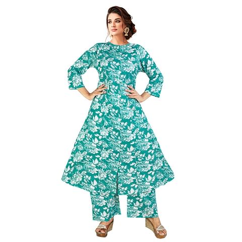 Authenzaa Women 2 Pcs Kurti Set ATKS042 Rama 