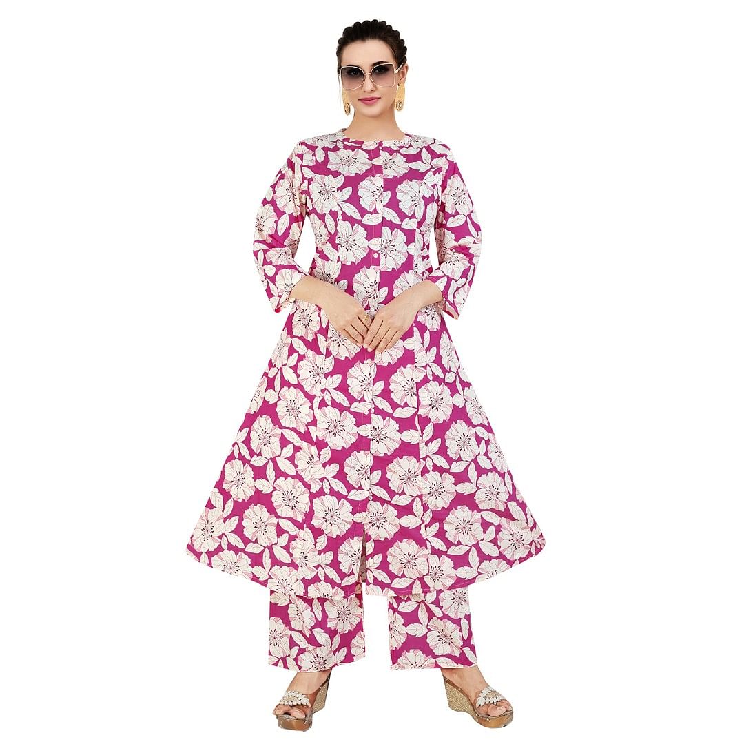 Authenzaa Women 2 Pcs Kurti Set ATKS044 Rani 