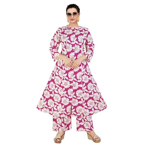 Authenzaa Women 2 Pcs Kurti Set ATKS044 Rani 