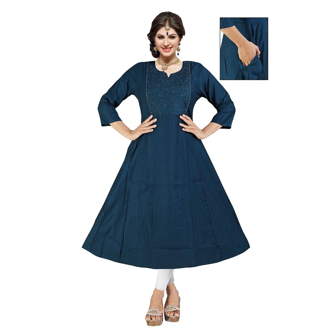 Authenzaa Women Kurti ATKT064 Denim 