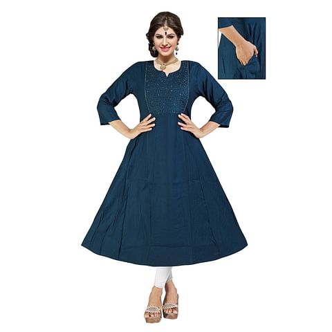 Authenzaa Women Kurti ATKT064 Denim 