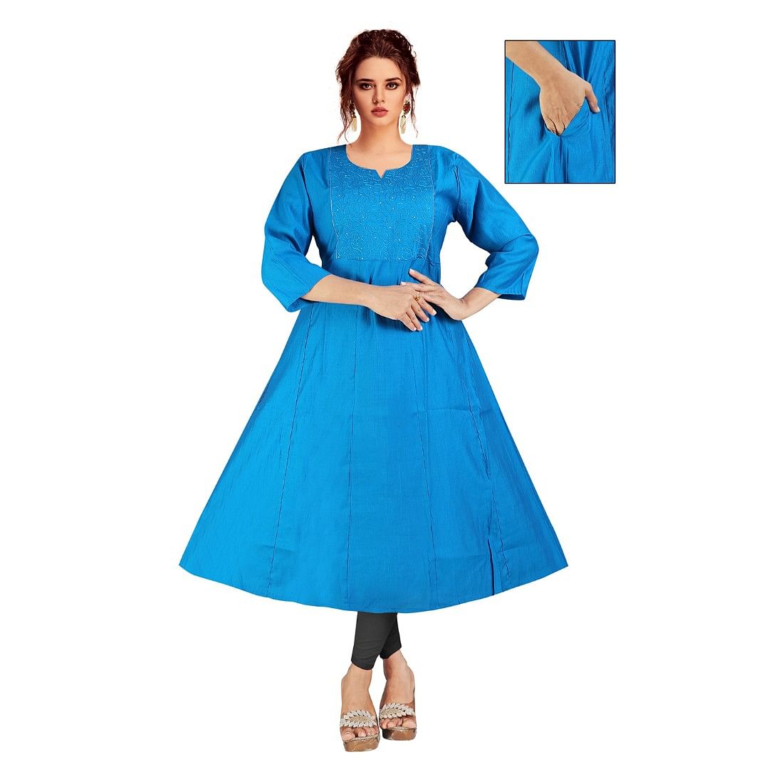 Authenzaa Women Kurti ATKT065 Turquoise 