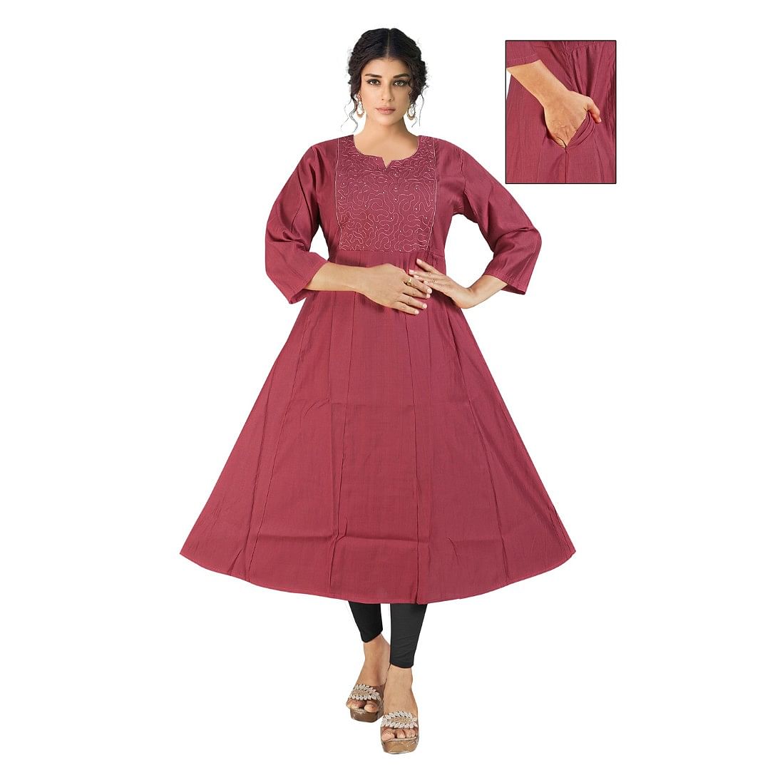Authenzaa Women Kurti ATKT066 Dusty carrot 