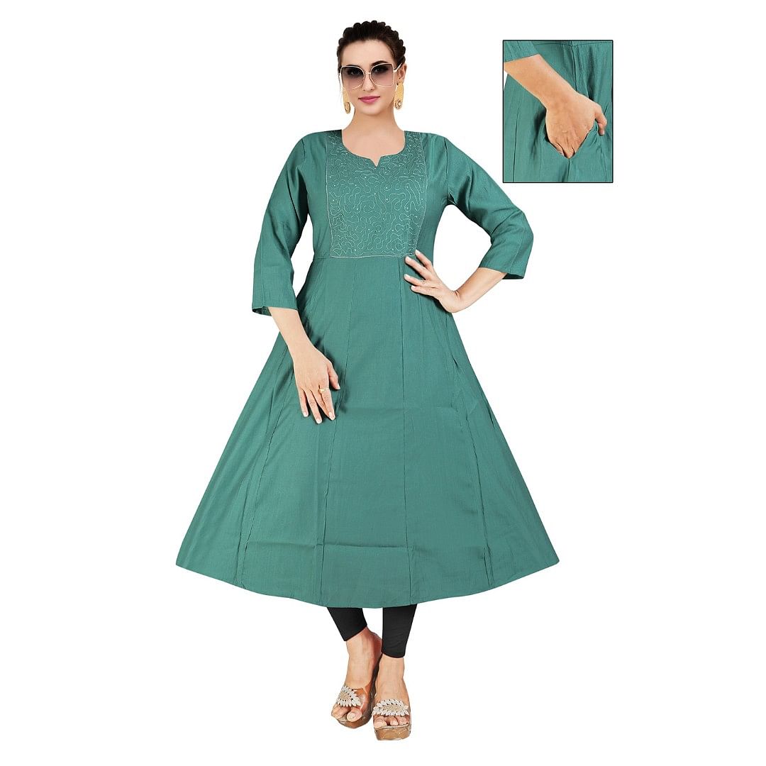 Authenzaa Women Kurti ATKT067 Dark Pista 
