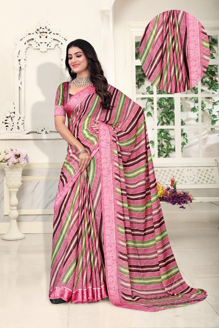 Authenzaa Women Leheriya Saree ASWS151 Pink