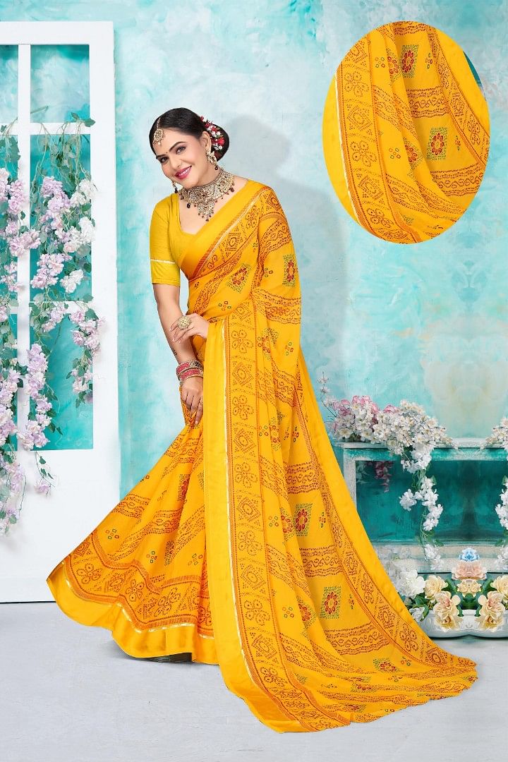 Authenzaa Women Saree ASWS152 Yellow