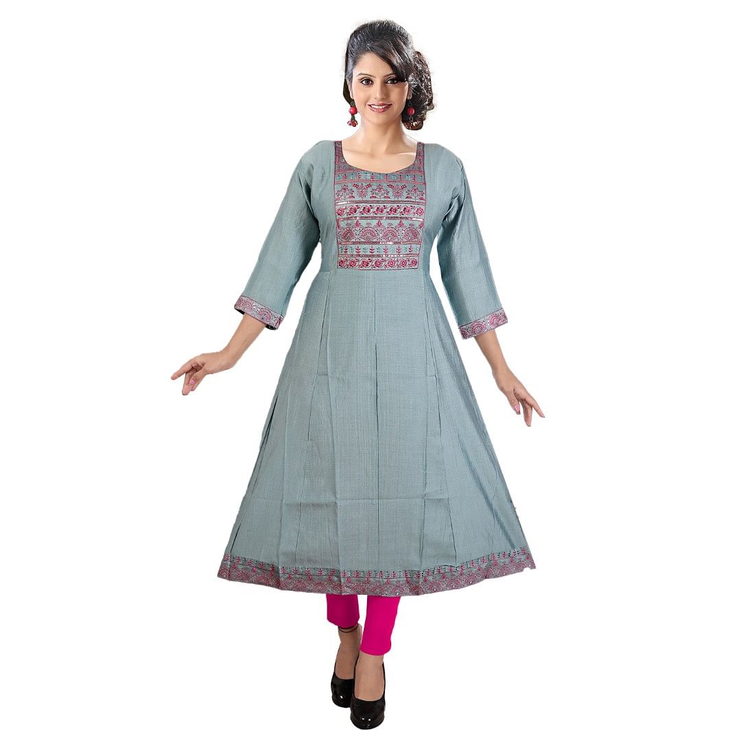 Authenzaa Women Kurti KDKT005 Light Grey 