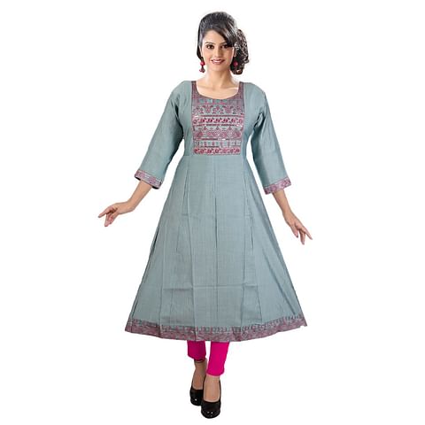 Authenzaa Women Kurti KDKT005 Light Grey 