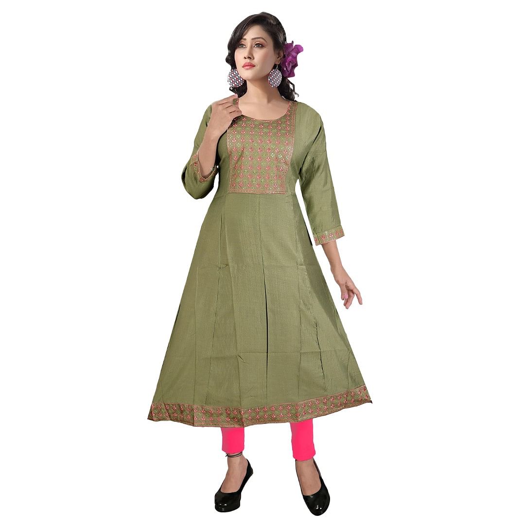 Authenzaa Women Kurti KDKT006 Light Green 