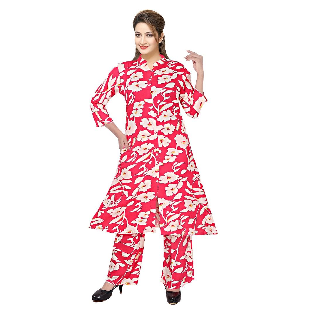 Authenzaa Women Kurti KDKT010 White Maroon 
