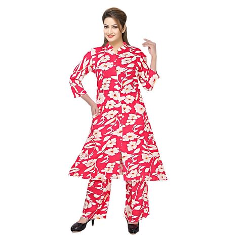 Authenzaa Women Kurti KDKT010 White Maroon 