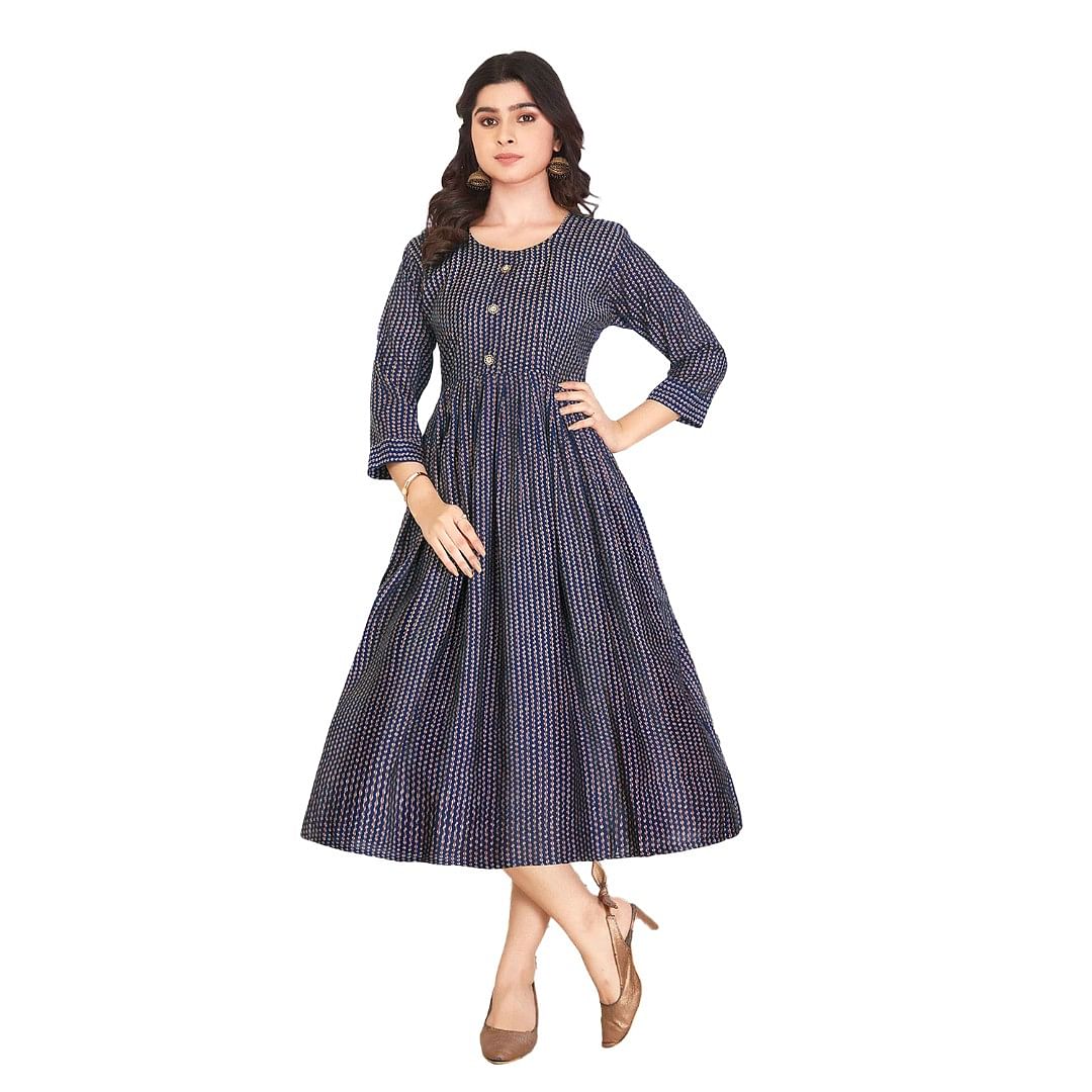 Authenzaa Women Kurti LPKT016 Navy 