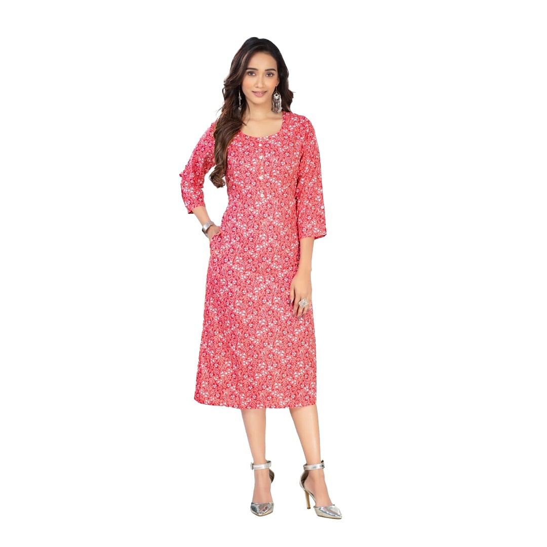 Authenzaa Women Kurti AFKT035 Dark Pink 