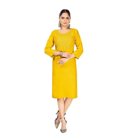 Authenzaa Women Kurti AFKT042 Golden 