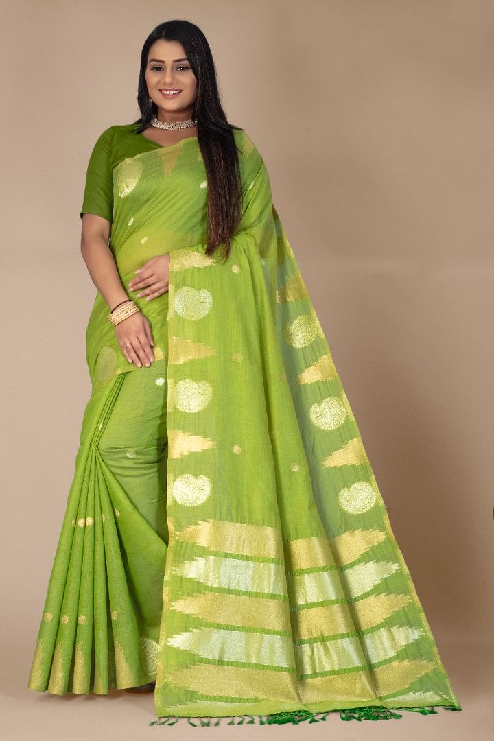 Authenzaa Women Saree YIWS033 Pista 