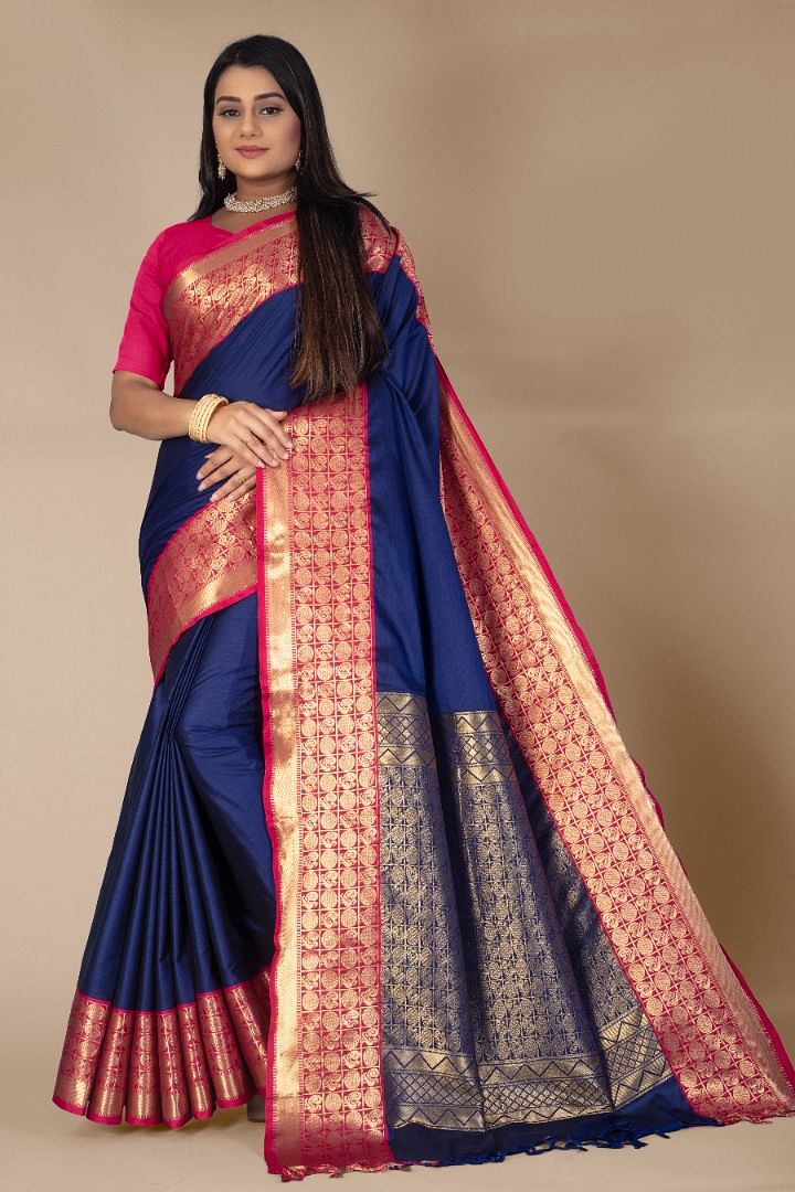 Authenzaa Women Saree YIWS042 Blue 