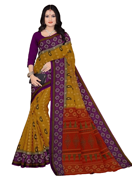 Authenzaa Women Saree JMDCS074 Mustard 