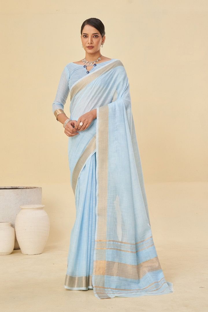 Authenzaa Women Saree YIWS031 Blue