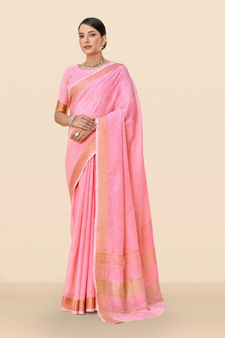 Authenzaa Women Saree YIWS031 Pink