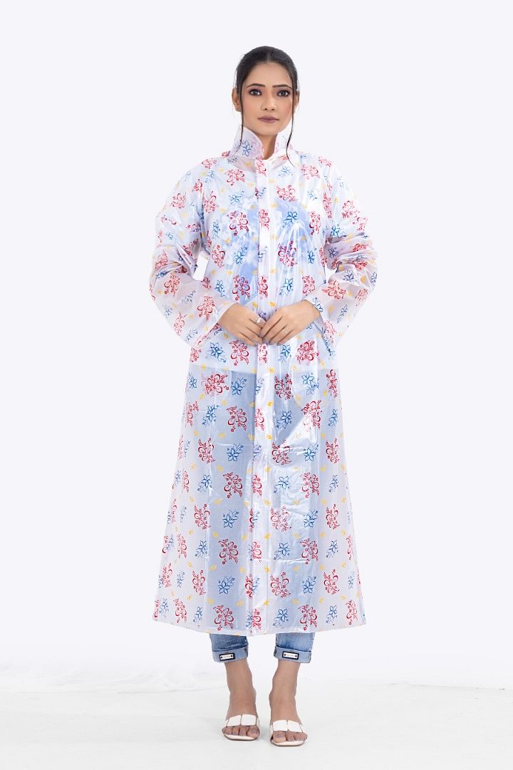 Authenzaa Women Raincoat CS RC005 Coral