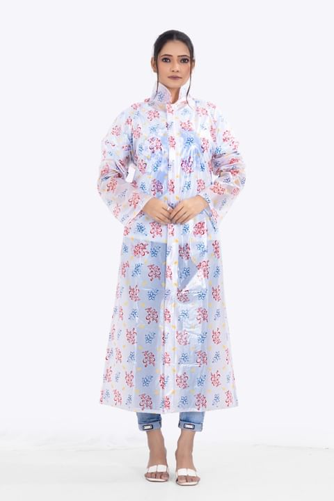 Authenzaa Women Raincoat CS RC005 Coral