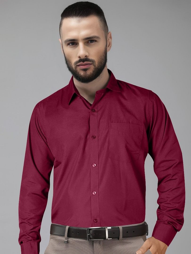 Authenzaa Men Formal Shirt ESFS006 Maroon 