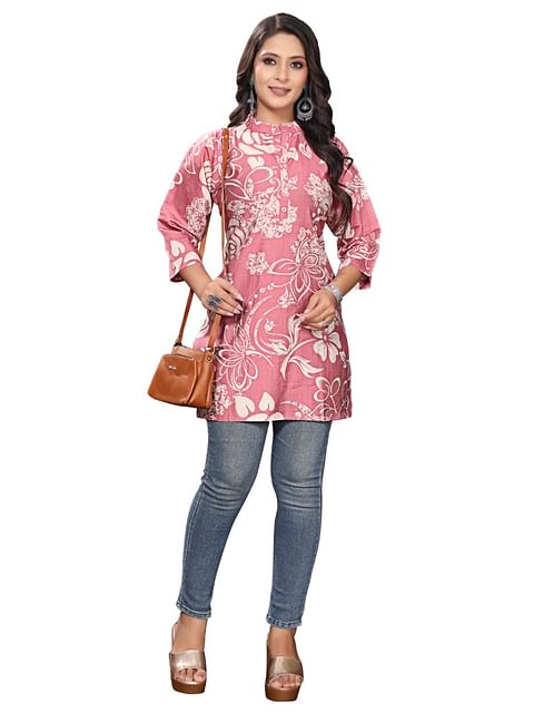Authenzaa Women Short Kurti SFBKT062 Rose