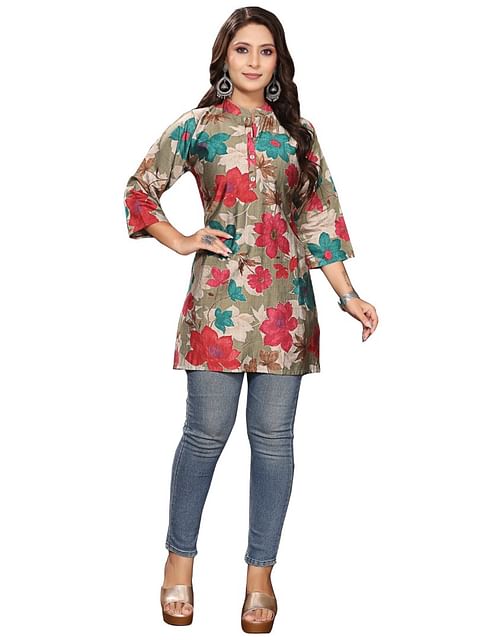 Authenzaa Women Short Kurti SFBKT063 Multi