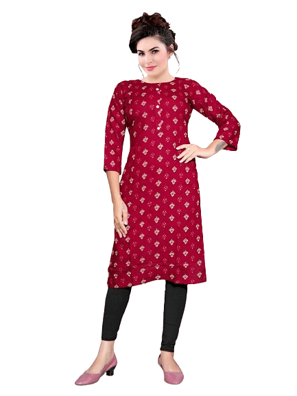 Authenzaa Women Kurti RFKT017 Maroon