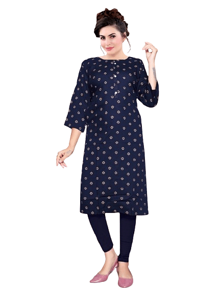 Authenzaa Women Kurti RFKT018 Navy