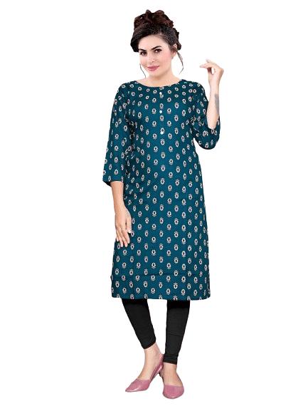 Authenzaa Women Kurti RFKT019 Bottle Green