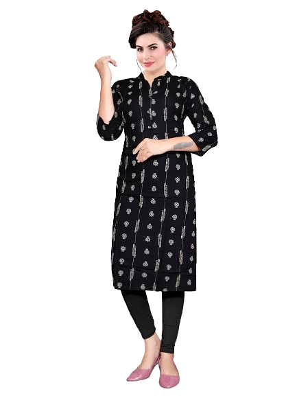 Authenzaa Women Kurti RFKT024 Black