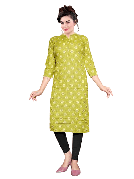 Authenzaa Women Kurti RFKT028 Parrot Green